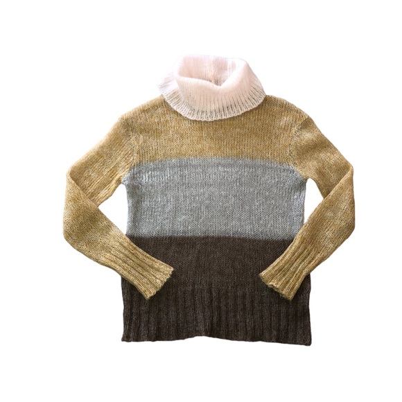 Anthropologie Knitted & Knotted Cowlneck Colorblock Turtleneck Sweater Sz Large - Picture 9 of 13